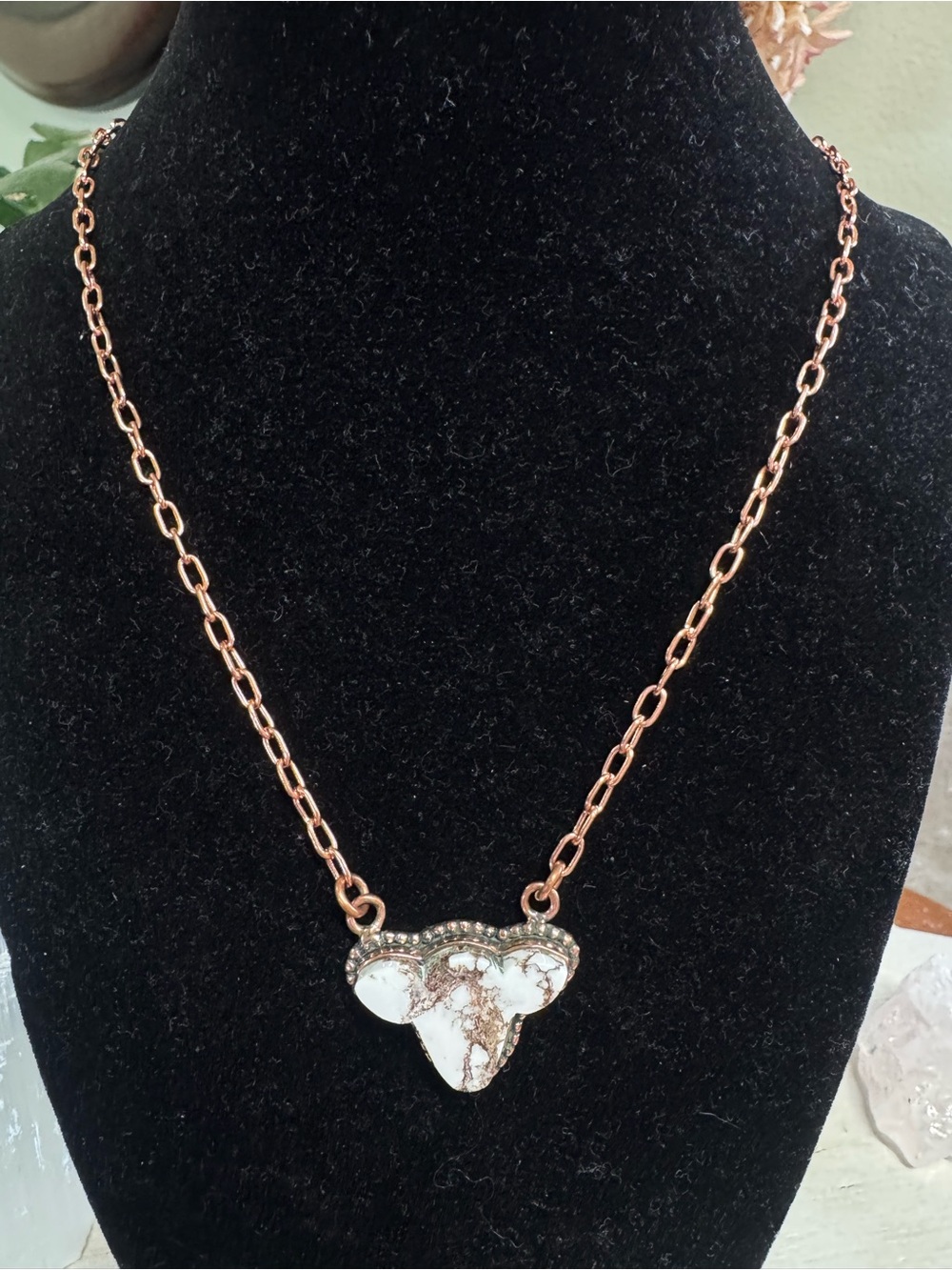 20” Wild Horse Stone COPPER Cow Head Pendant Necklace